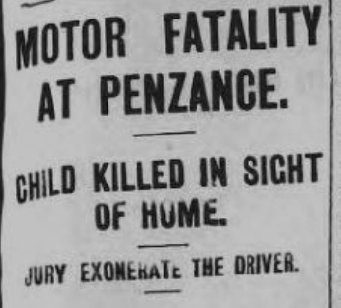 Headline for Cornish Telegraph 26 March 1908 (image by permission of Cornish Studies Library)
